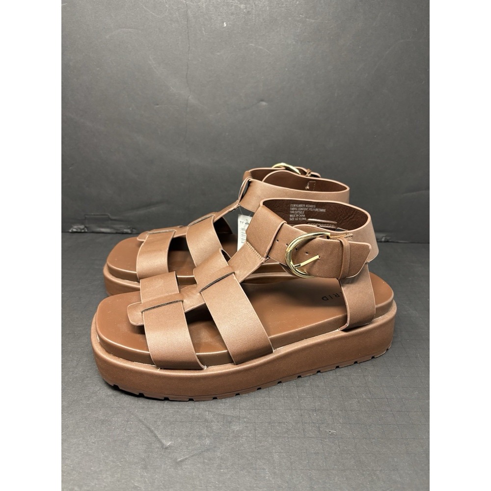 Torrid Gladiator Dark Brown Chunky Faux Leather Platform Sandals Womens Sz 10.5